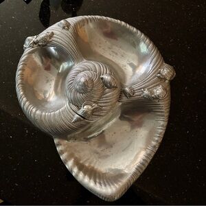 Vintage 80’s Aluminum Arthur Court Silver Nautilus Shell Turtle Serveware